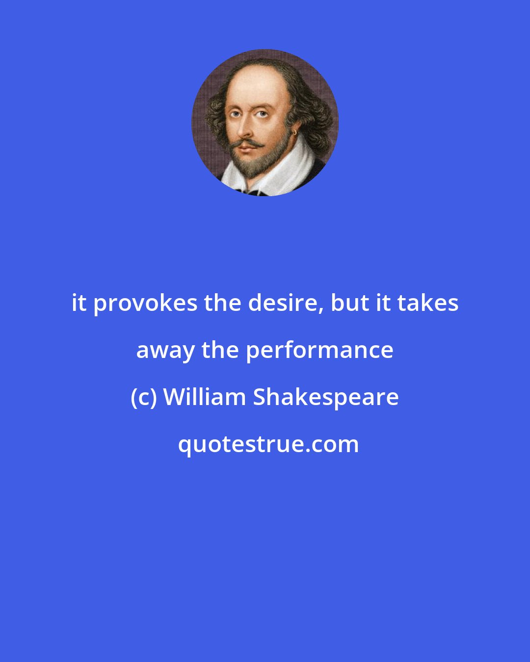 William Shakespeare: it provokes the desire, but it takes away the performance