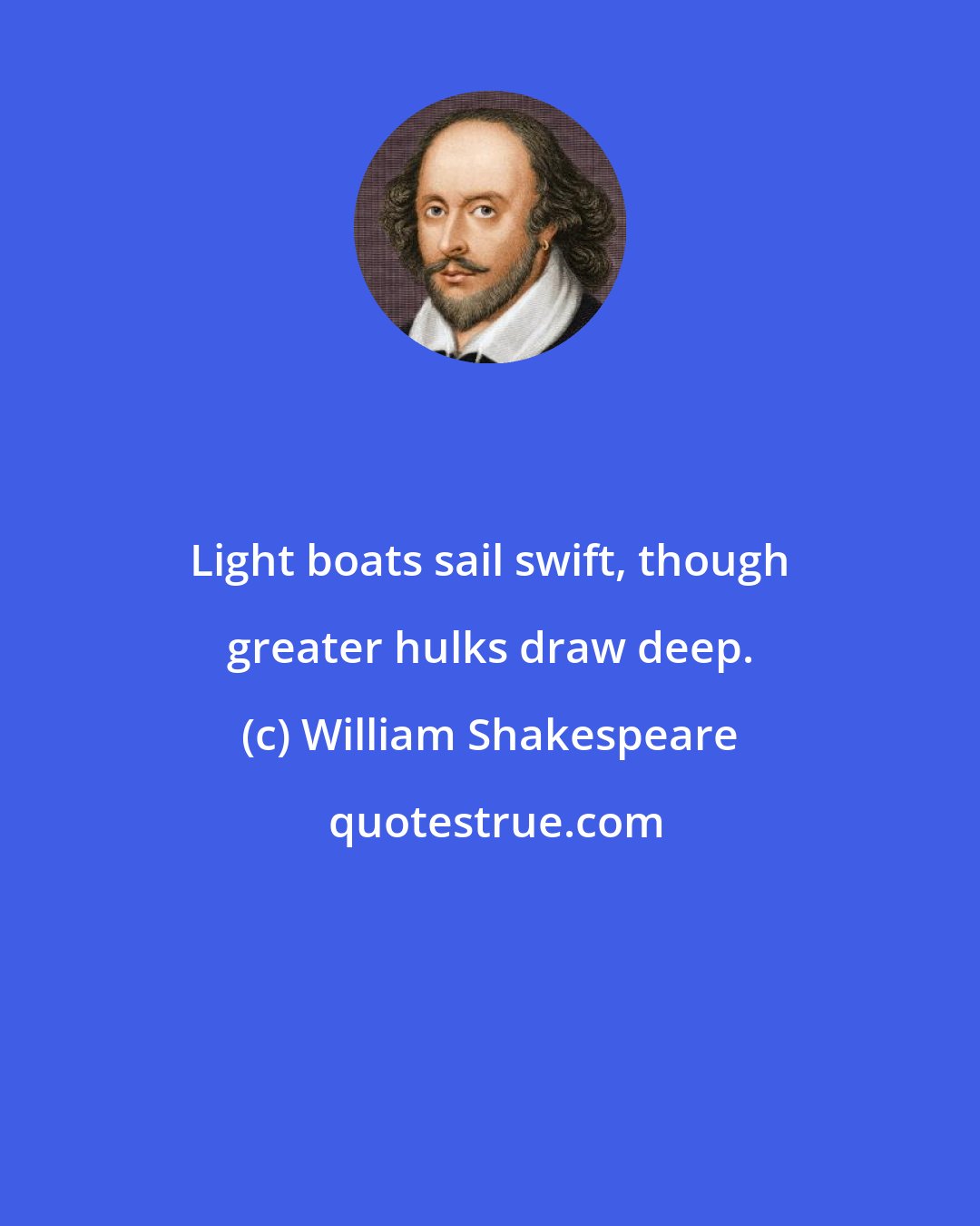 William Shakespeare: Light boats sail swift, though greater hulks draw deep.