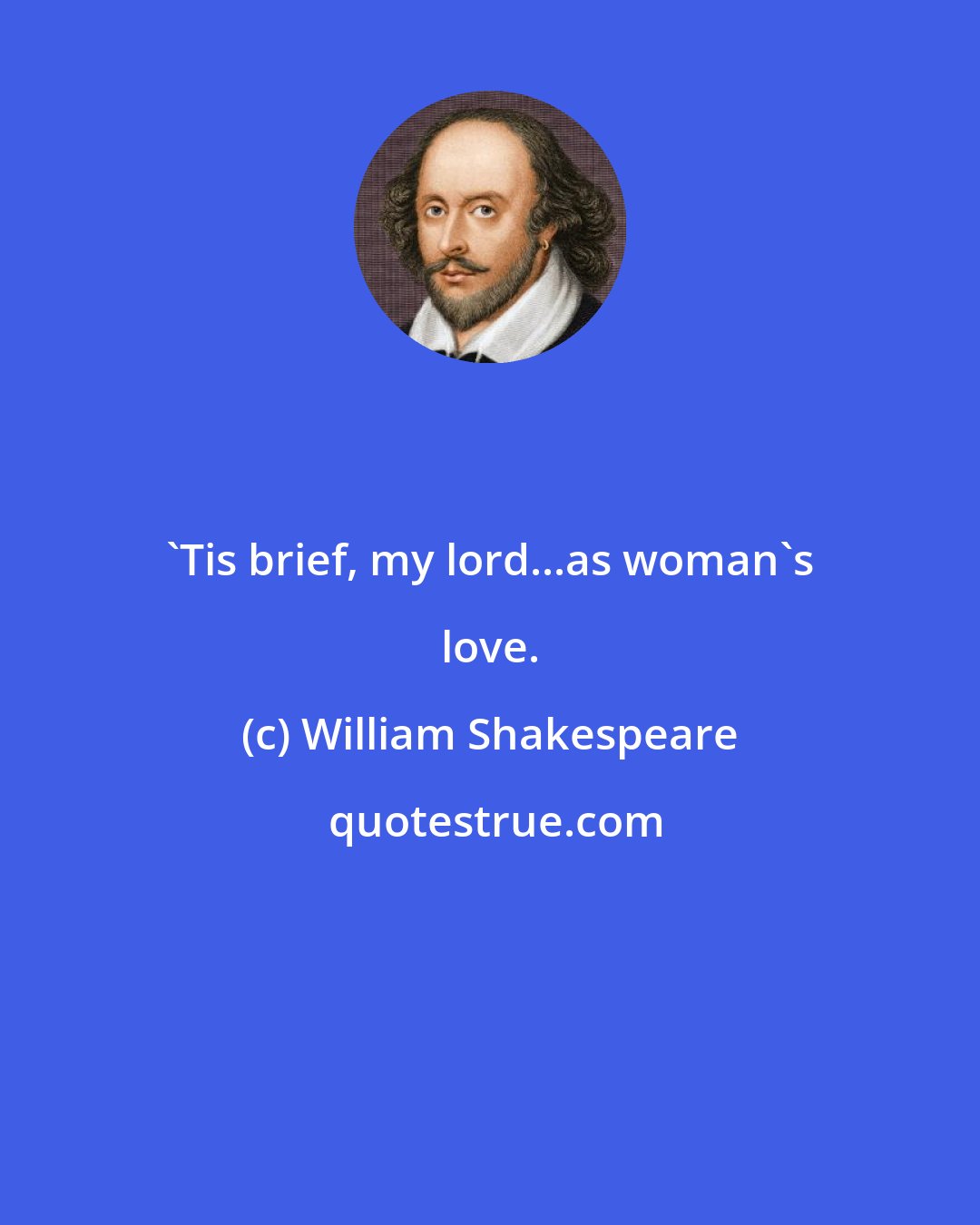 William Shakespeare: 'Tis brief, my lord...as woman's love.