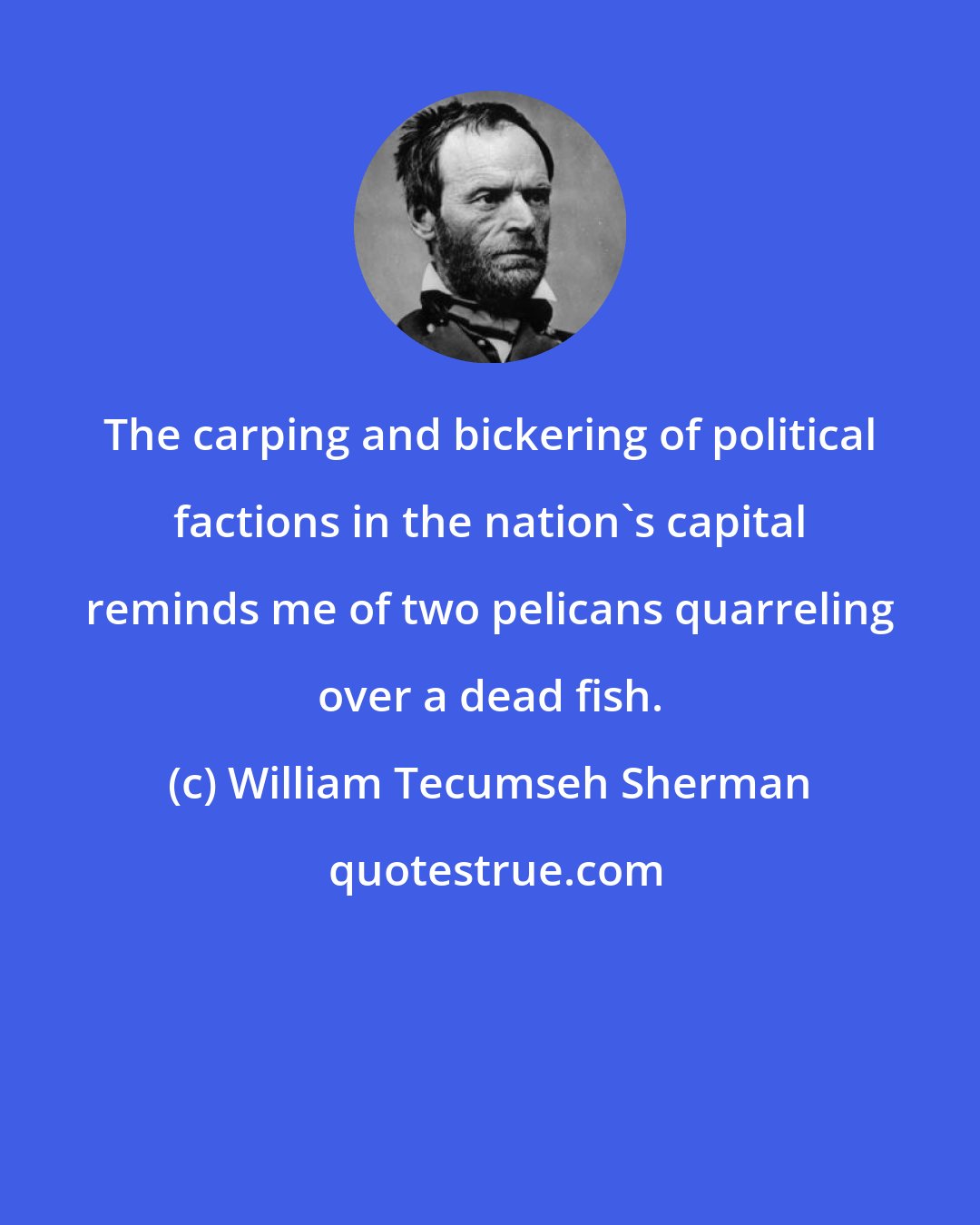 William Tecumseh Sherman: The carping and bickering of political factions in the nation's capital reminds me of two pelicans quarreling over a dead fish.