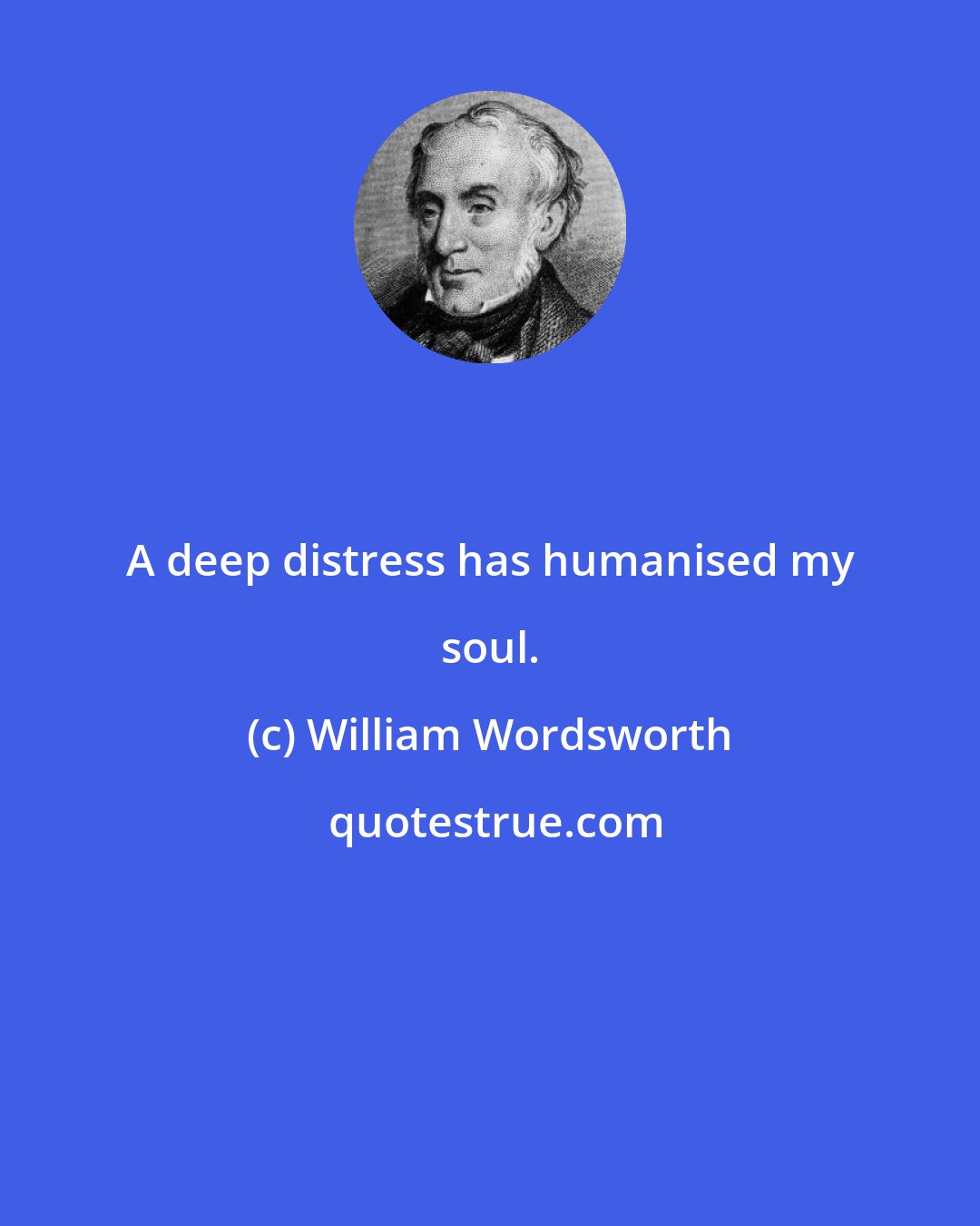 William Wordsworth: A deep distress has humanised my soul.