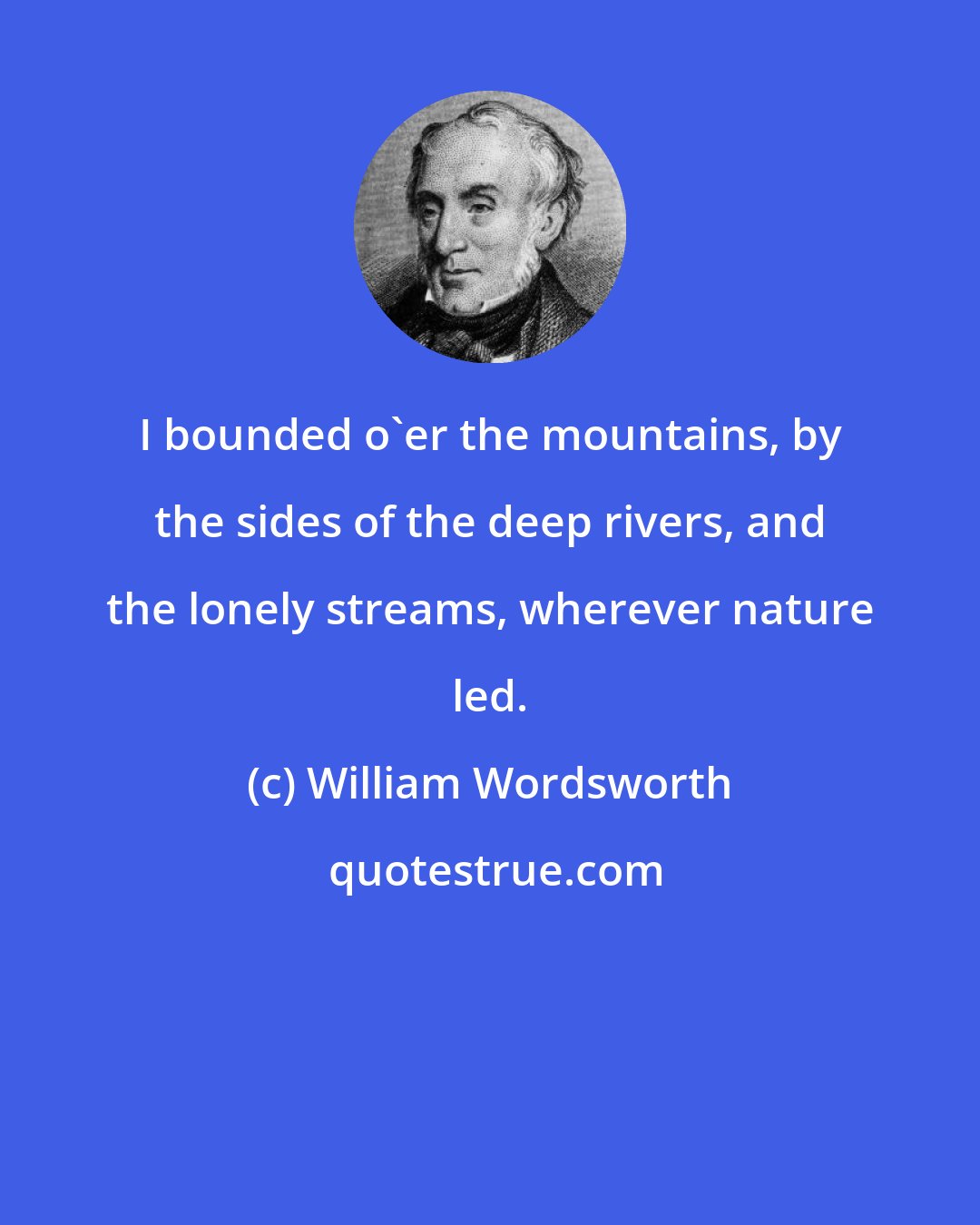 William Wordsworth: I bounded o'er the mountains, by the sides of the deep rivers, and the lonely streams, wherever nature led.