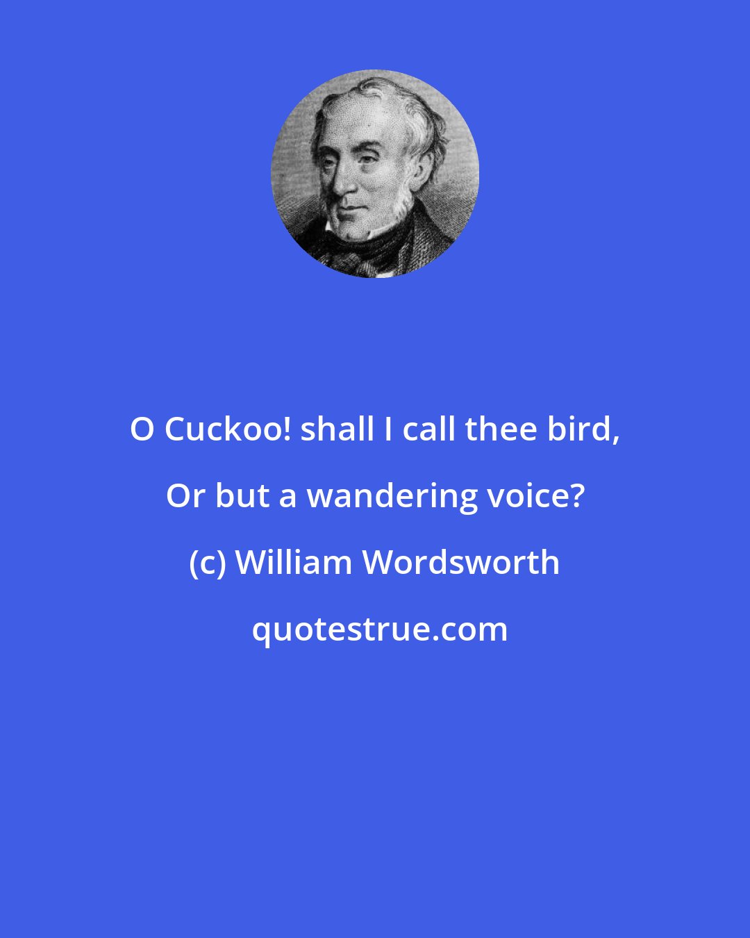 William Wordsworth: O Cuckoo! shall I call thee bird, Or but a wandering voice?