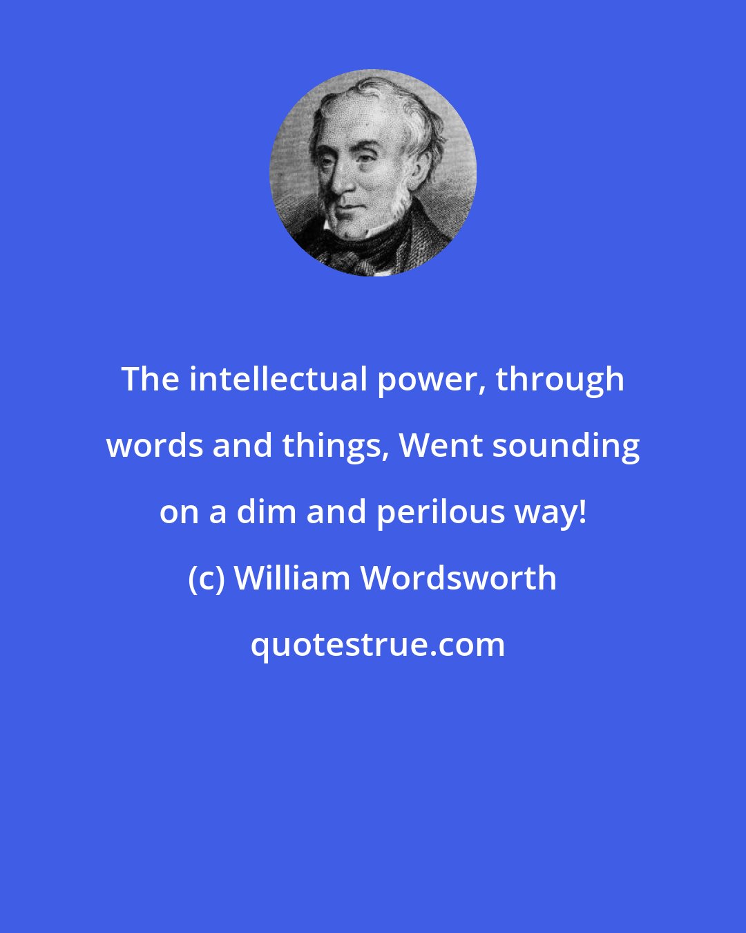 William Wordsworth: The intellectual power, through words and things, Went sounding on a dim and perilous way!