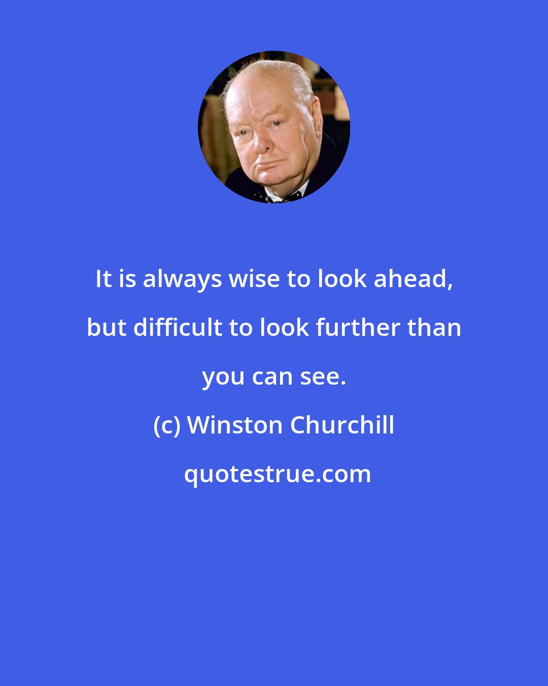 Winston Churchill: It is always wise to look ahead, but difficult to look further than you can see.