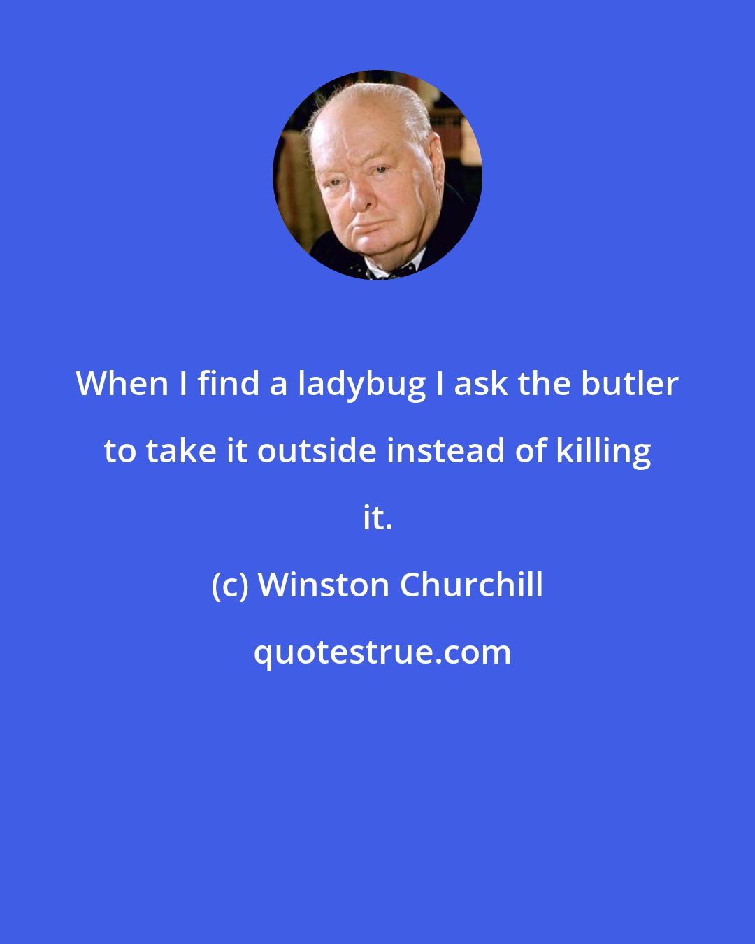 Winston Churchill: When I find a ladybug I ask the butler to take it outside instead of killing it.