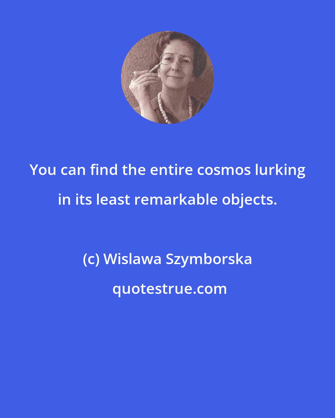 Wislawa Szymborska: You can find the entire cosmos lurking in its least remarkable objects.