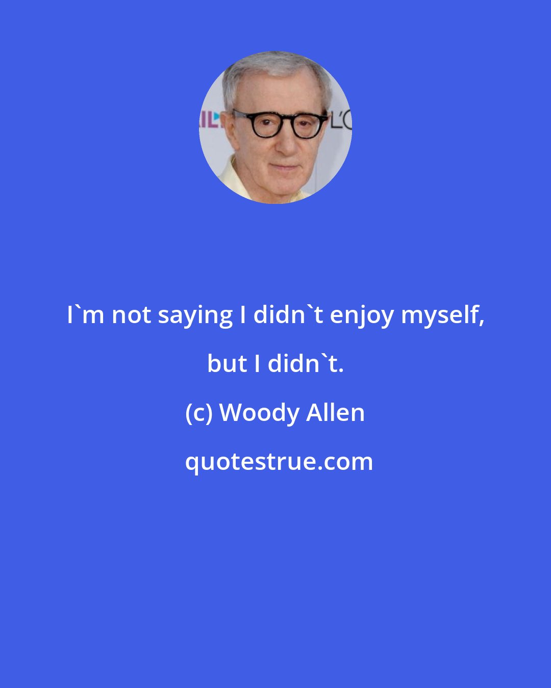 Woody Allen: I'm not saying I didn't enjoy myself, but I didn't.