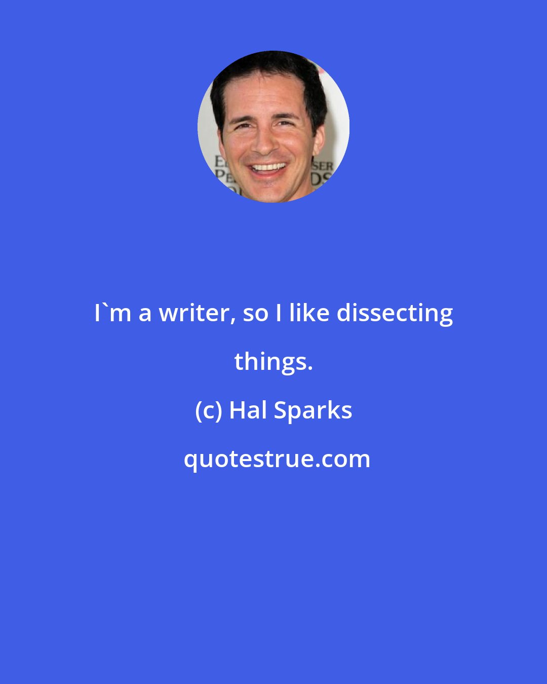 Hal Sparks: I'm a writer, so I like dissecting things.