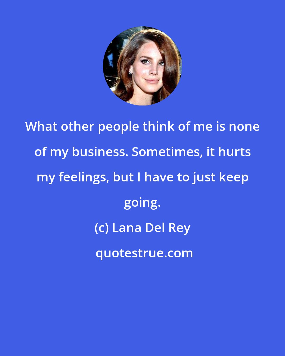 Lana Del Rey: What other people think of me is none of my business. Sometimes, it hurts my feelings, but I have to just keep going.