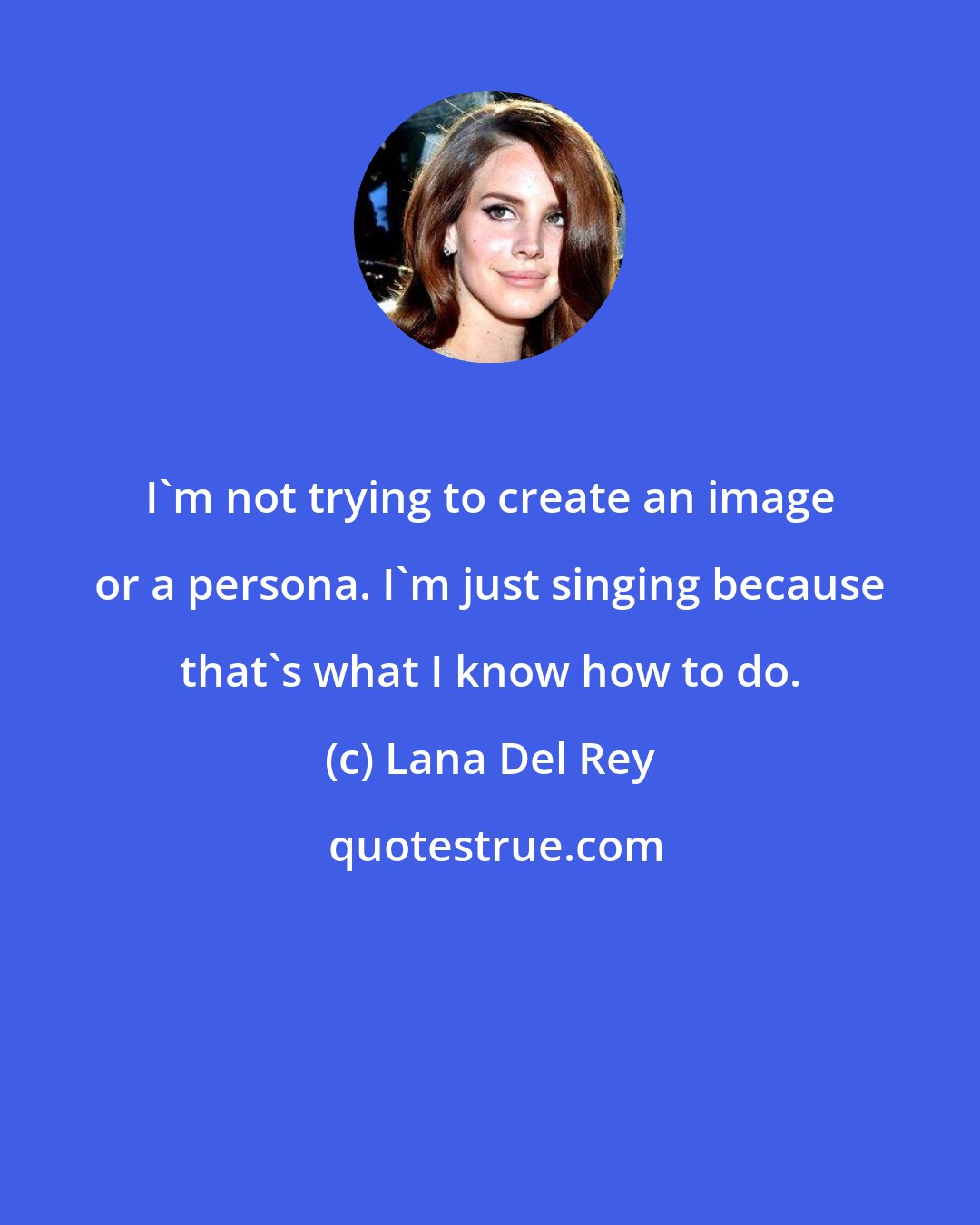 Lana Del Rey: I'm not trying to create an image or a persona. I'm just singing because that's what I know how to do.