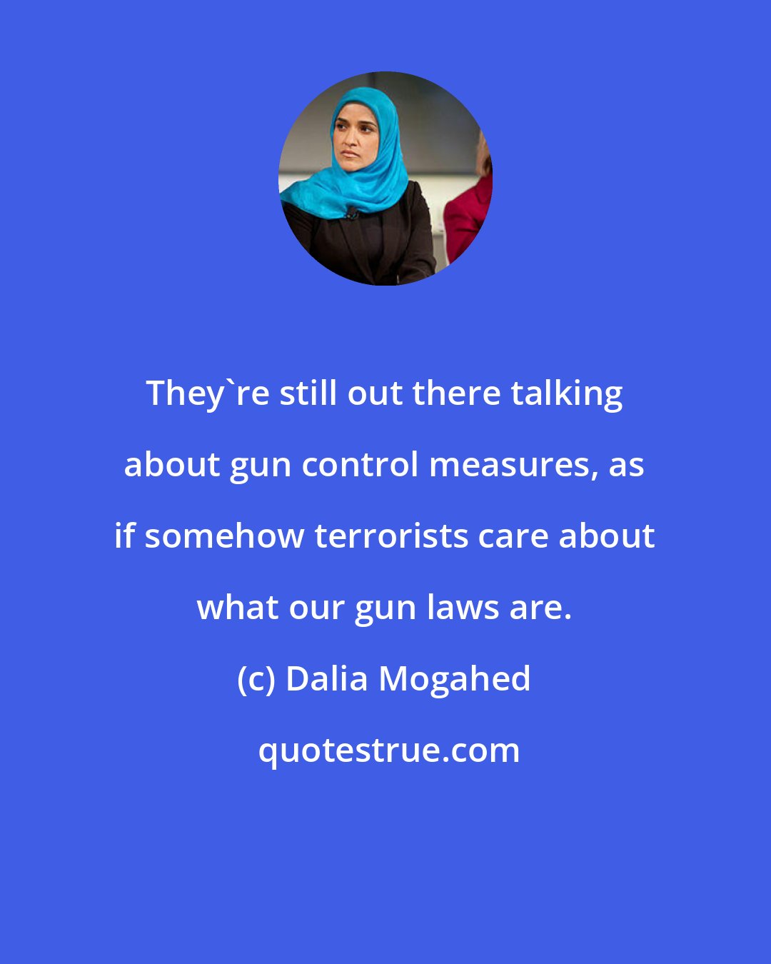 Dalia Mogahed: They're still out there talking about gun control measures, as if somehow terrorists care about what our gun laws are.