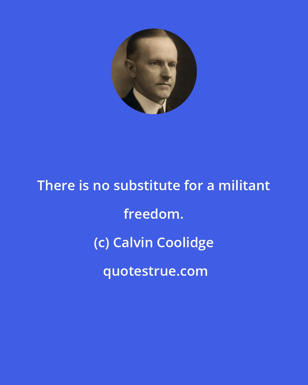 Calvin Coolidge: There is no substitute for a militant freedom.