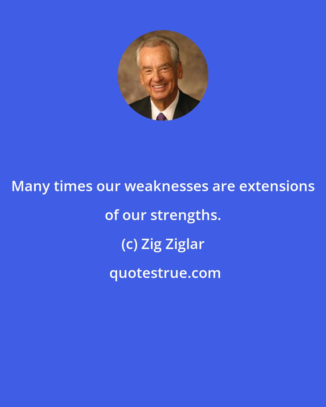 Zig Ziglar: Many times our weaknesses are extensions of our strengths.