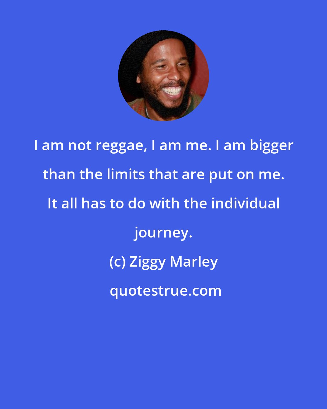 Ziggy Marley: I am not reggae, I am me. I am bigger than the limits that are put on me. It all has to do with the individual journey.
