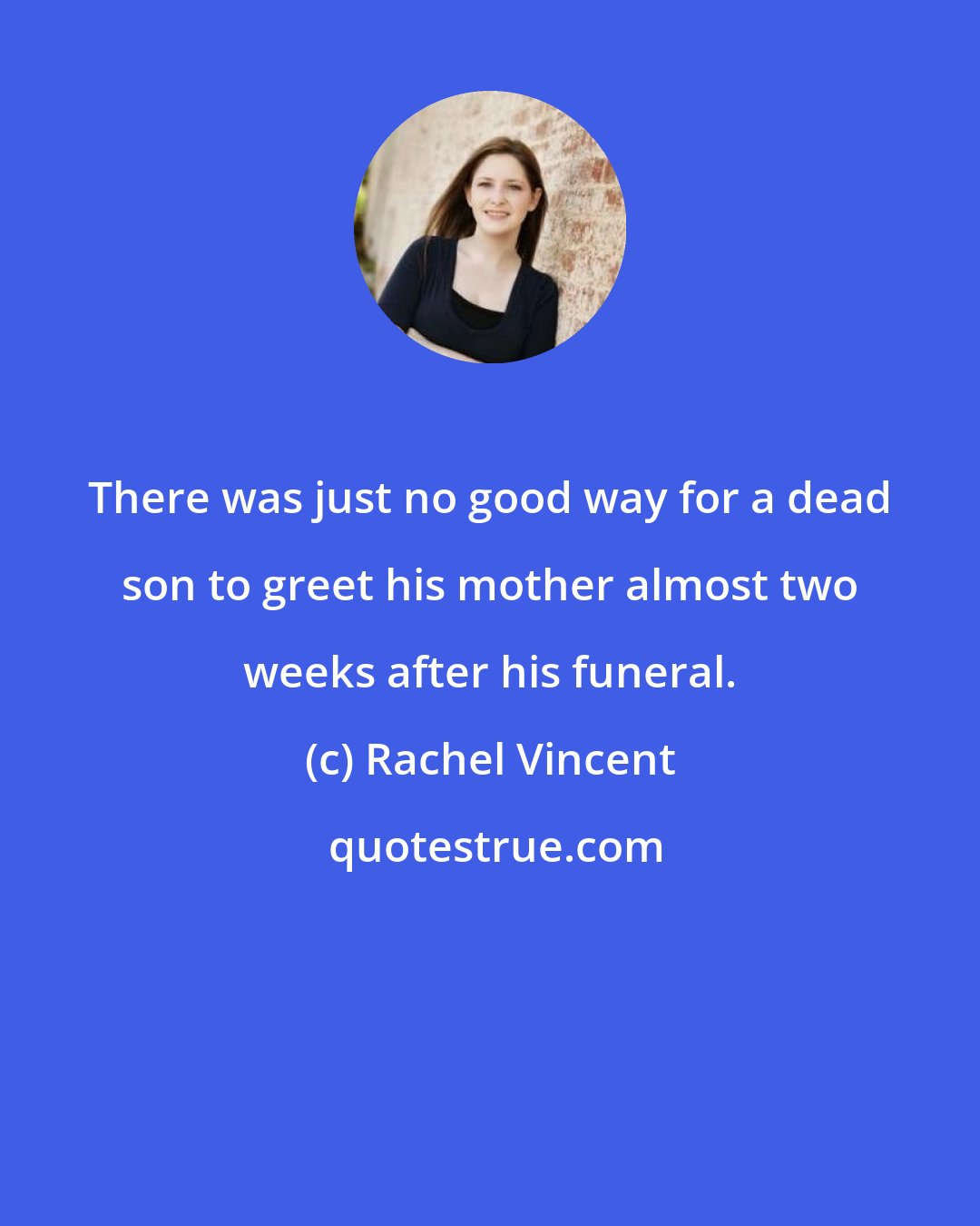 Rachel Vincent: There was just no good way for a dead son to greet his mother almost two weeks after his funeral.