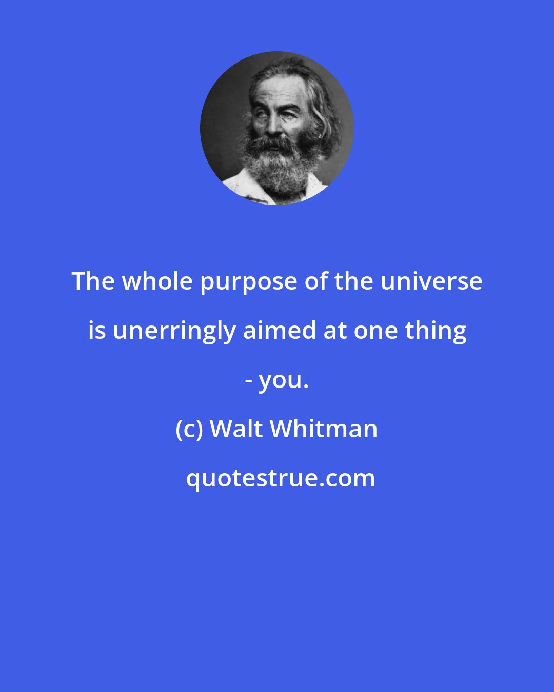 Walt Whitman: The whole purpose of the universe is unerringly aimed at one thing - you.