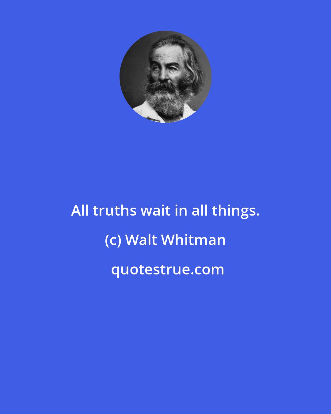 Walt Whitman: All truths wait in all things.