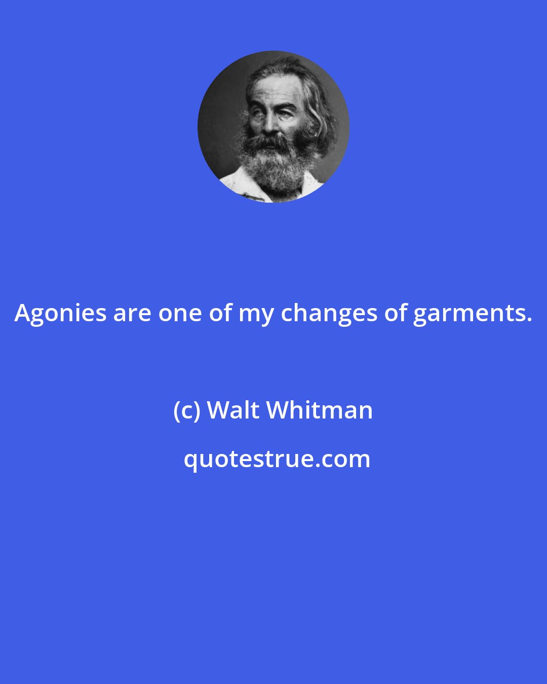 Walt Whitman: Agonies are one of my changes of garments.