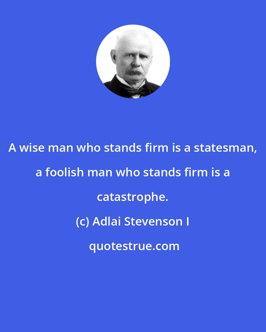 Adlai Stevenson I: A wise man who stands firm is a statesman, a foolish man who stands firm is a catastrophe.