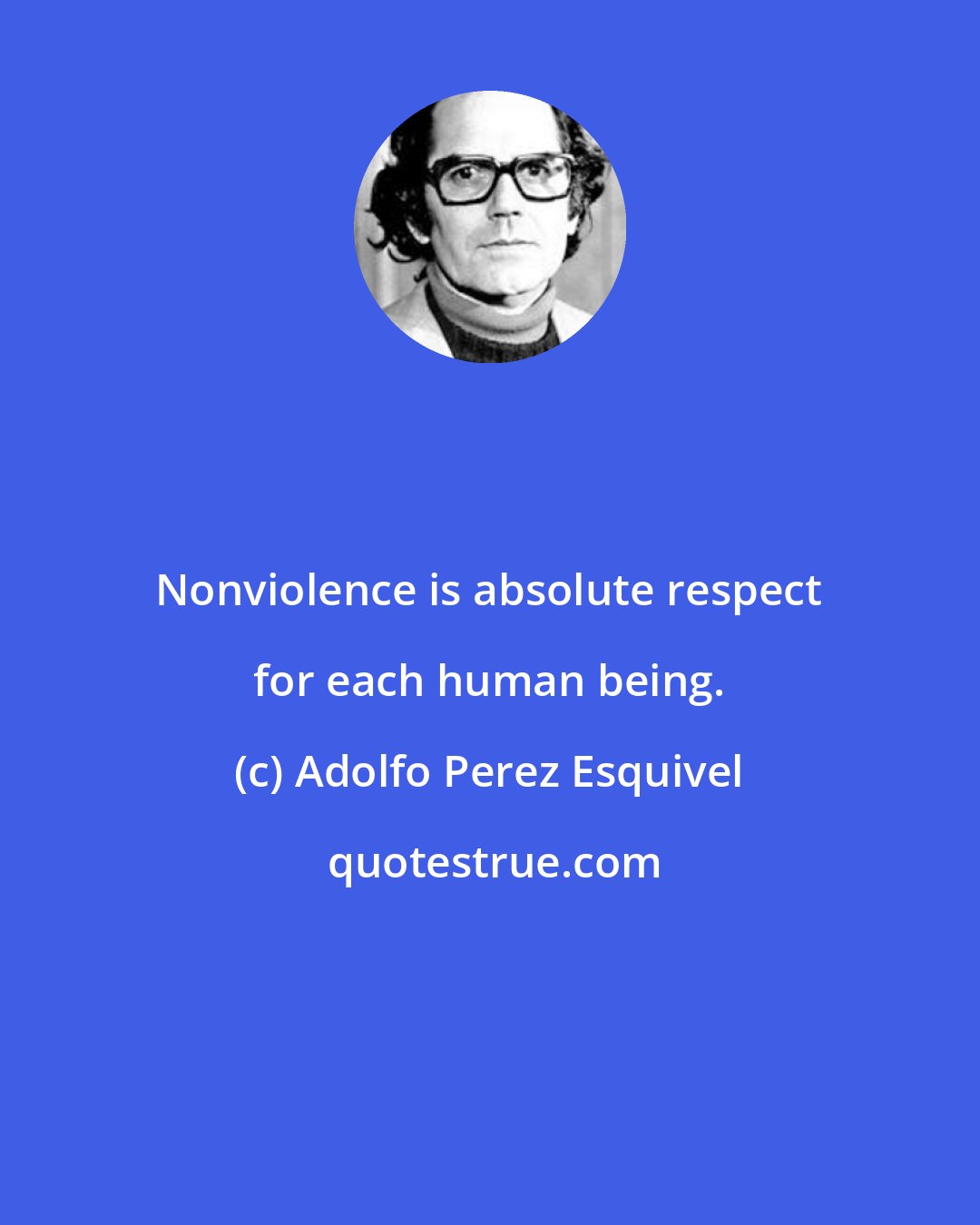 Adolfo Perez Esquivel: Nonviolence is absolute respect for each human being.