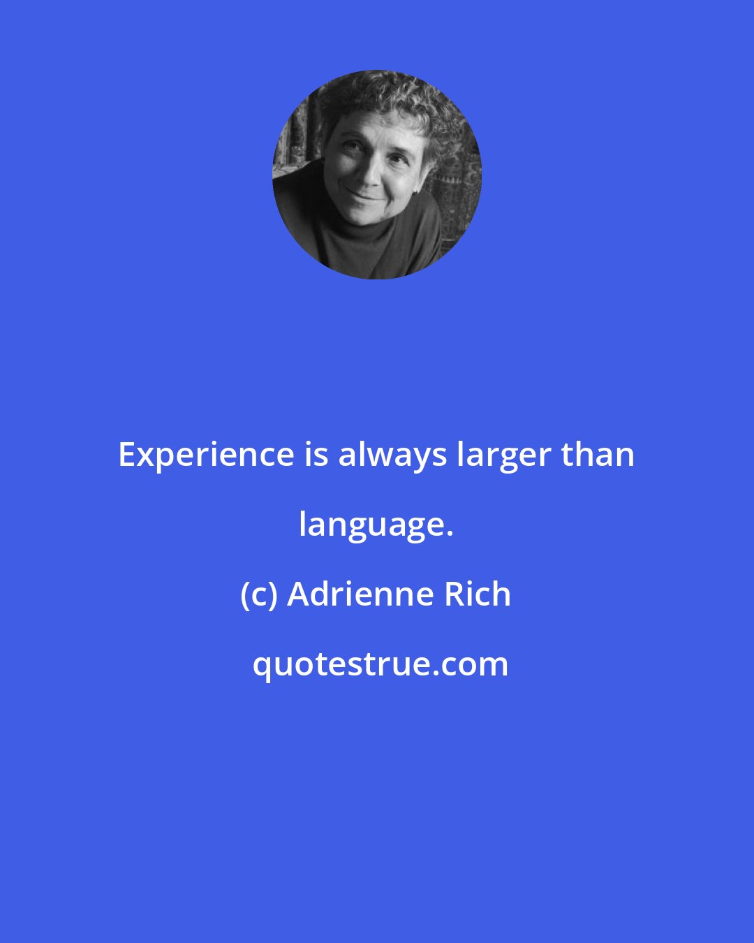 Adrienne Rich: Experience is always larger than language.