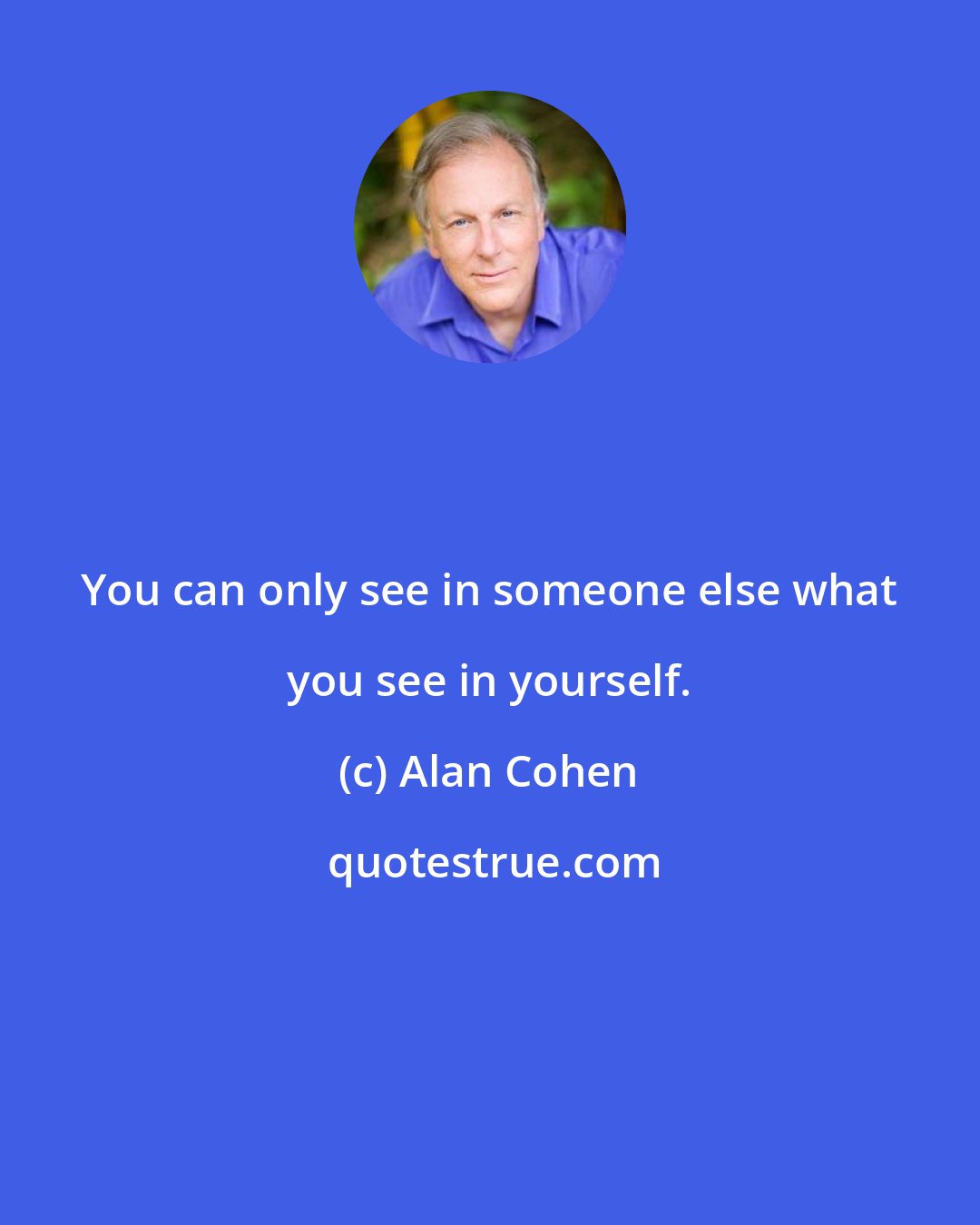 Alan Cohen: You can only see in someone else what you see in yourself.