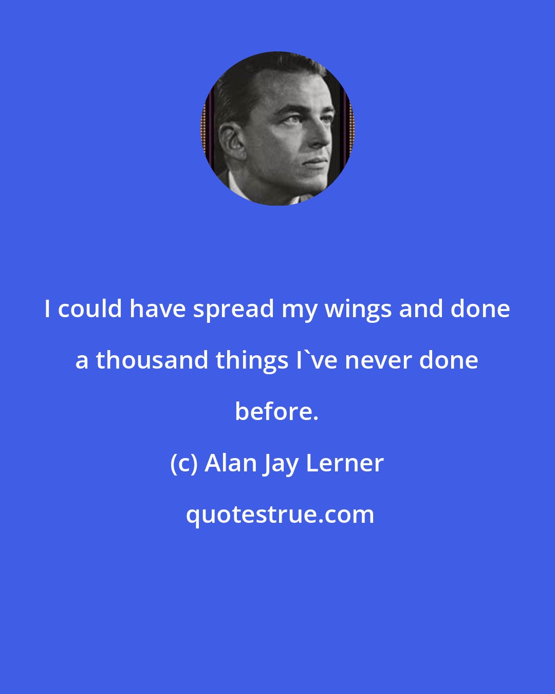 Alan Jay Lerner: I could have spread my wings and done a thousand things I've never done before.