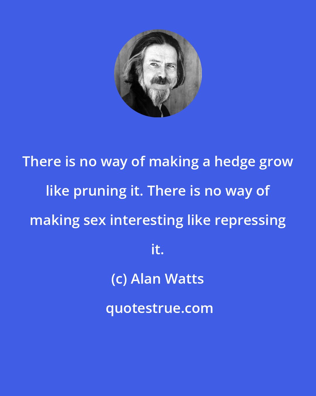 Alan Watts: There is no way of making a hedge grow like pruning it. There is no way of making sex interesting like repressing it.
