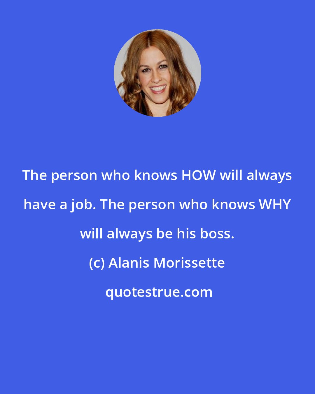 Alanis Morissette: The person who knows HOW will always have a job. The person who knows WHY will always be his boss.