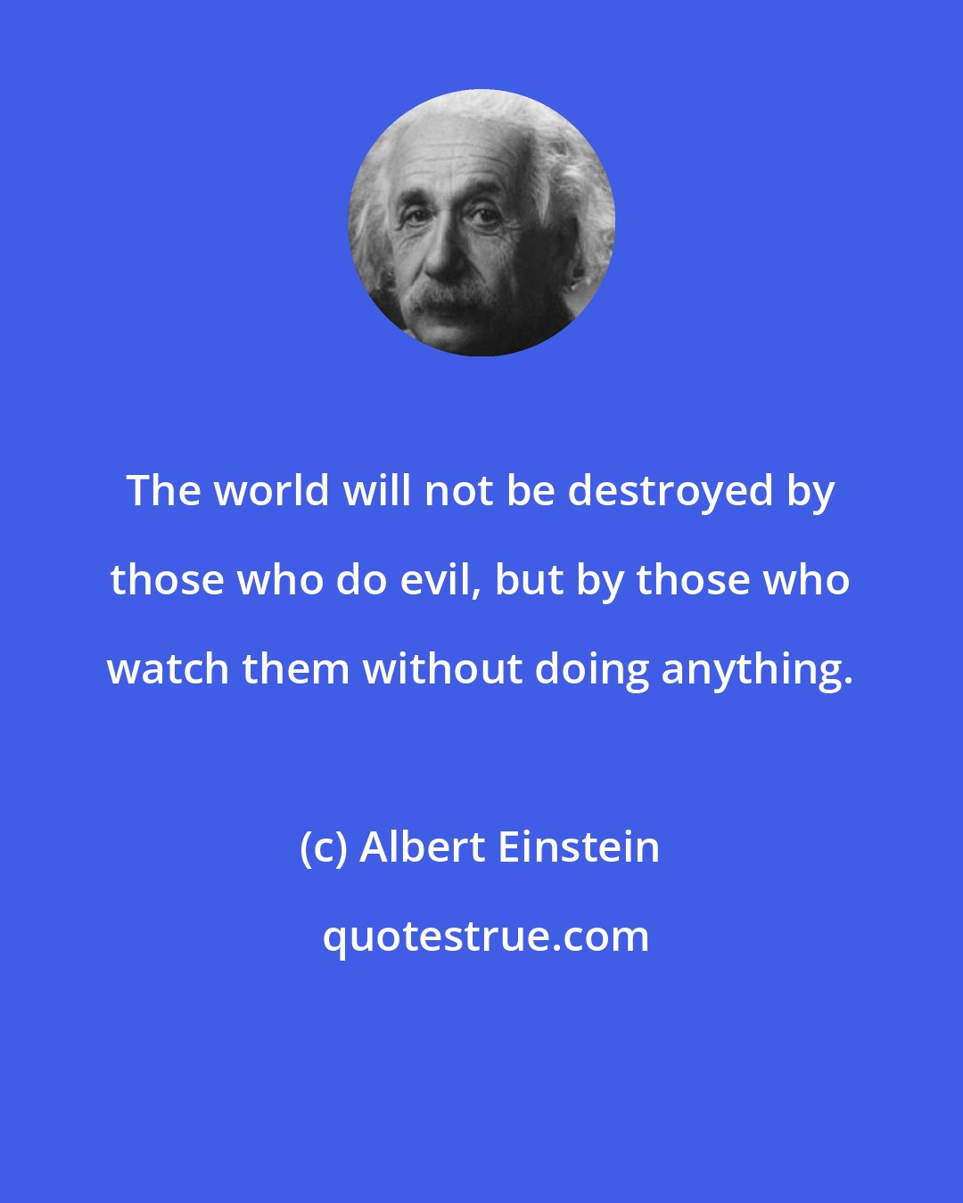 Albert Einstein: The world will not be destroyed by those who do evil, but by those who watch them without doing anything.