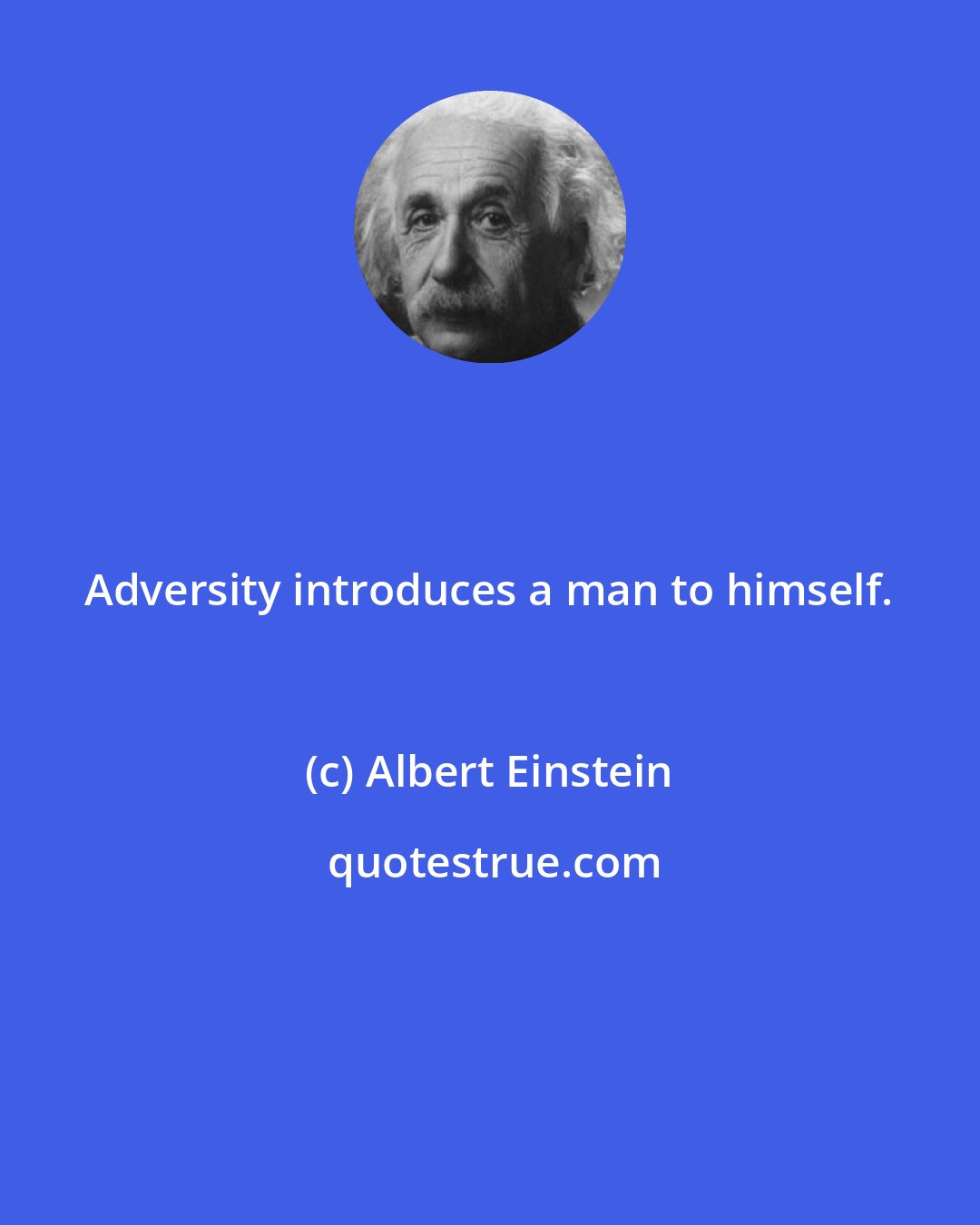 Albert Einstein: Adversity introduces a man to himself.