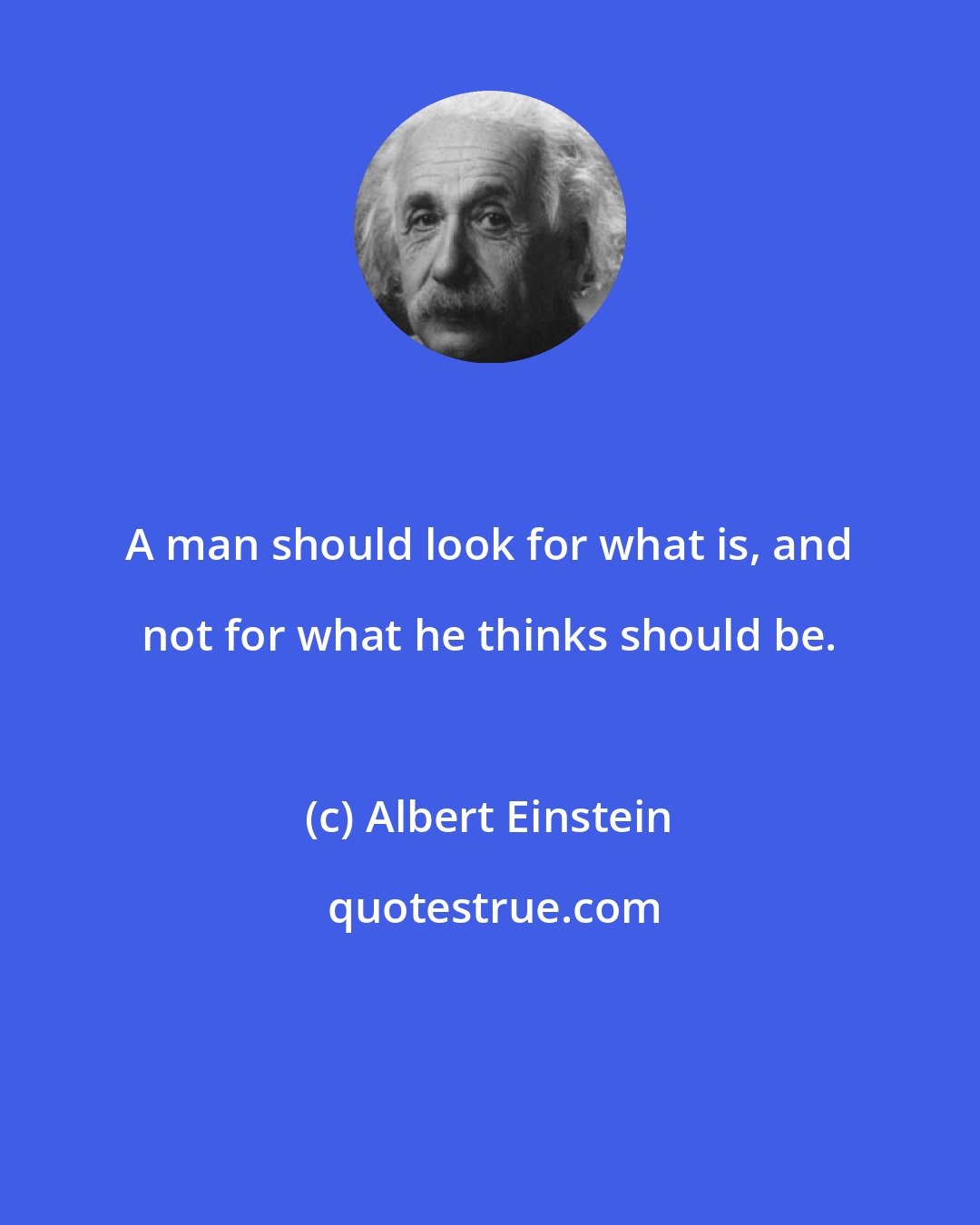 Albert Einstein: A man should look for what is, and not for what he thinks should be.