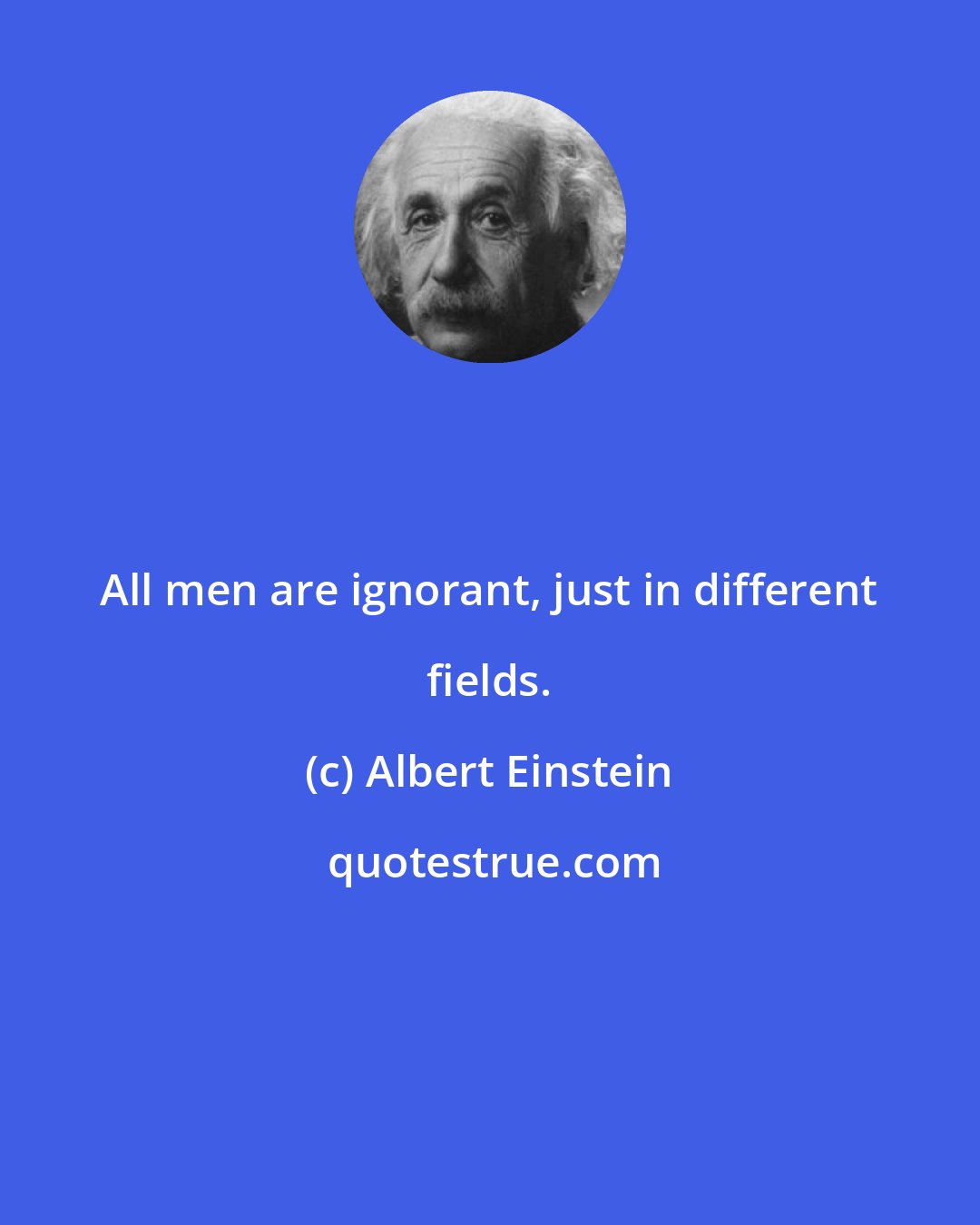 Albert Einstein: All men are ignorant, just in different fields.