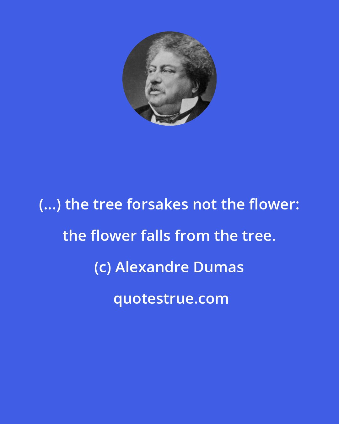 Alexandre Dumas: (...) the tree forsakes not the flower: the flower falls from the tree.