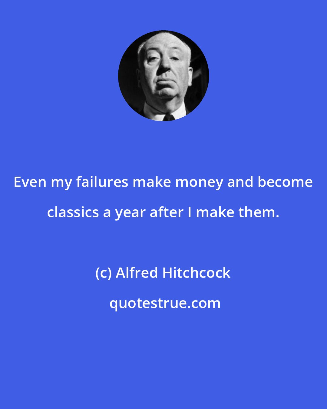 Alfred Hitchcock: Even my failures make money and become classics a year after I make them.