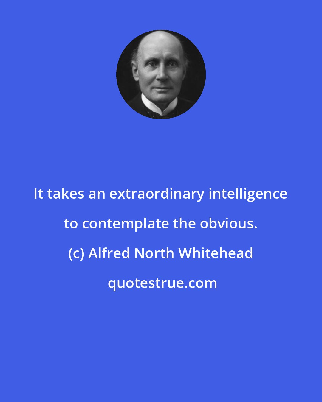 Alfred North Whitehead: It takes an extraordinary intelligence to contemplate the obvious.