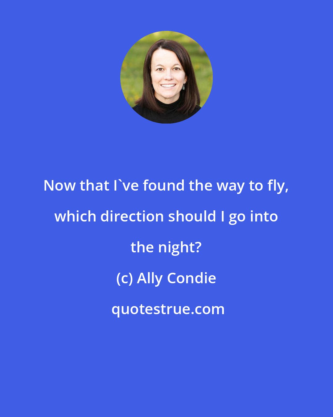 Ally Condie: Now that I've found the way to fly, which direction should I go into the night?