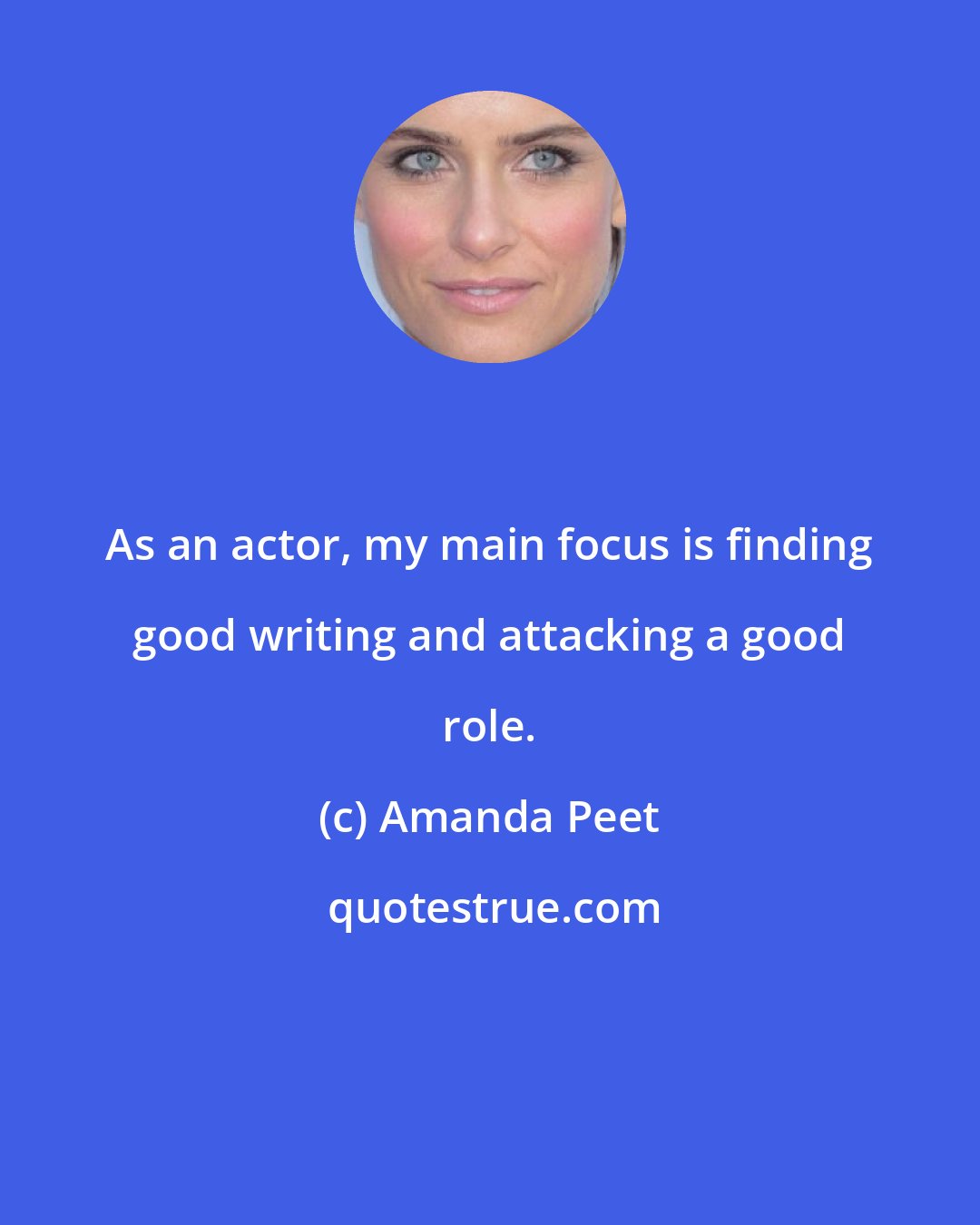 Amanda Peet: As an actor, my main focus is finding good writing and attacking a good role.
