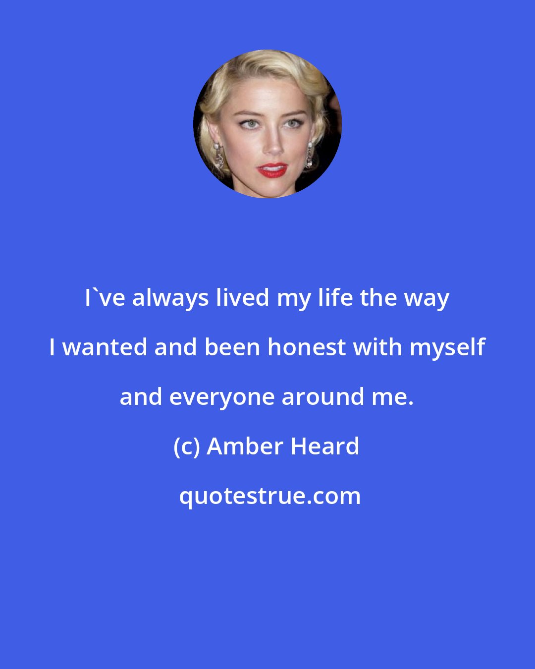 Amber Heard: I've always lived my life the way I wanted and been honest with myself and everyone around me.