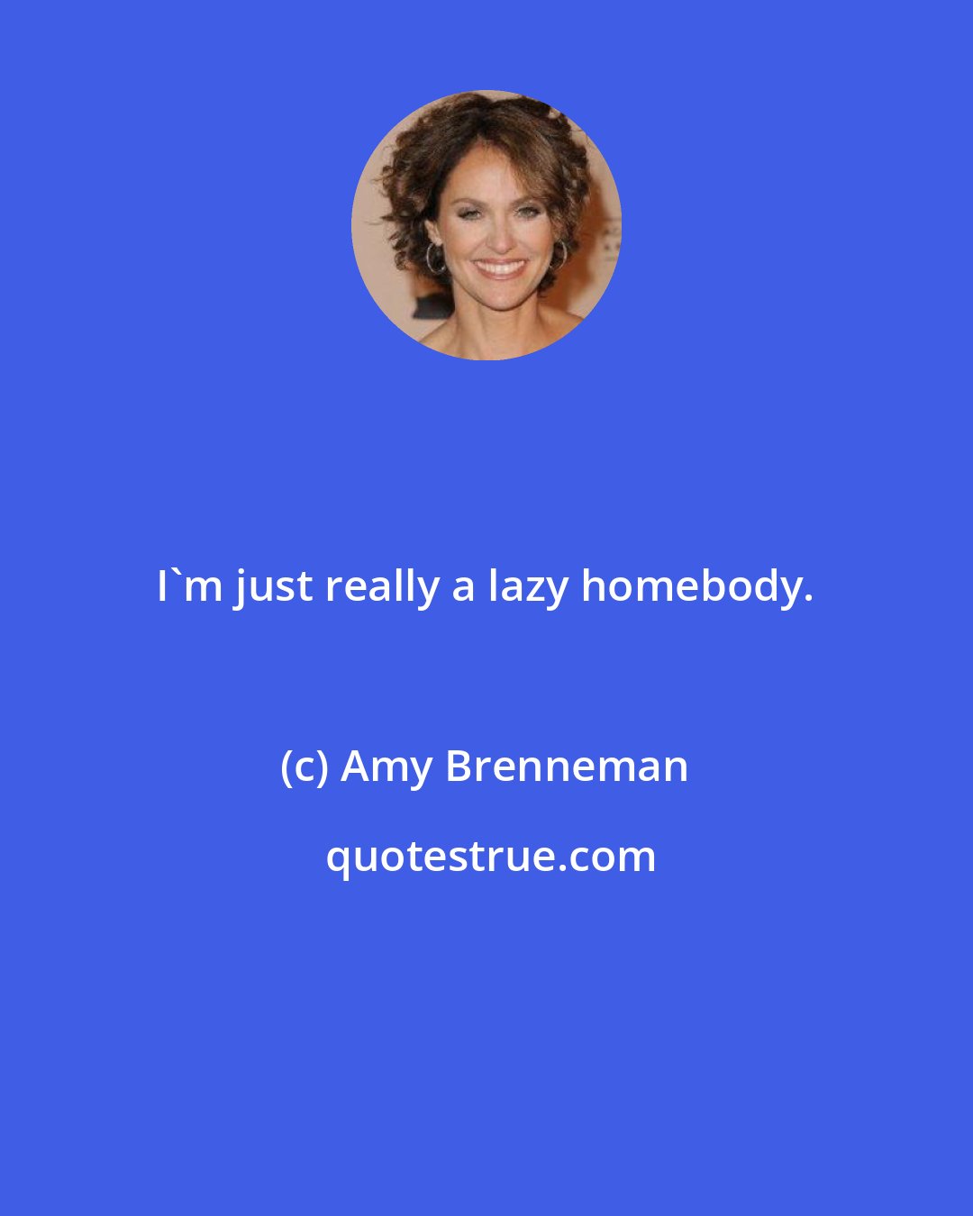 Amy Brenneman: I'm just really a lazy homebody.