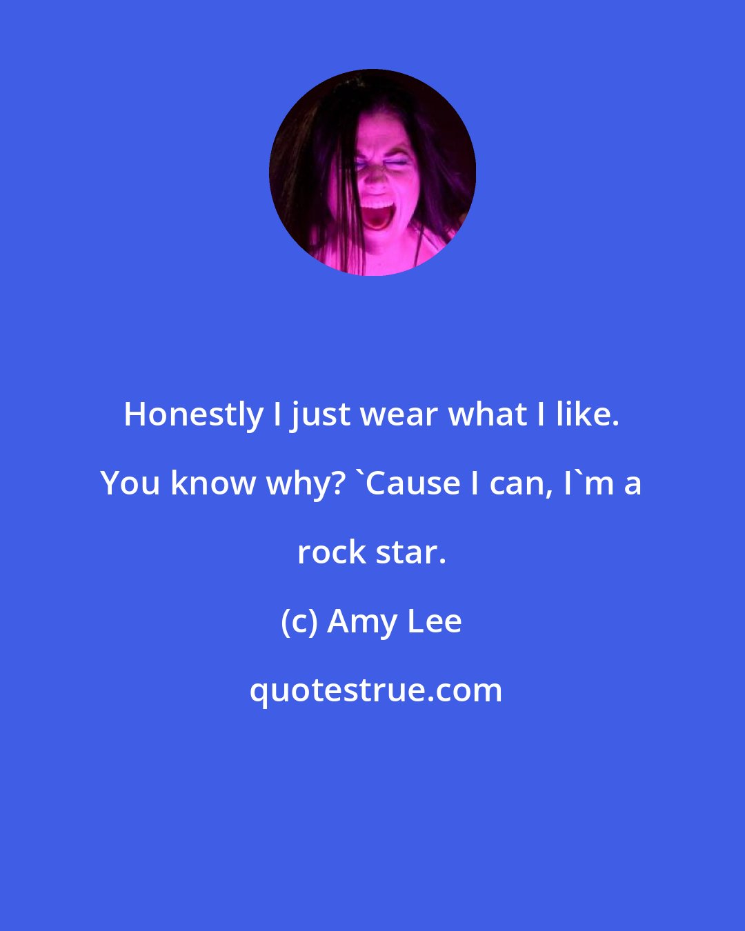 Amy Lee: Honestly I just wear what I like. You know why? 'Cause I can, I'm a rock star.