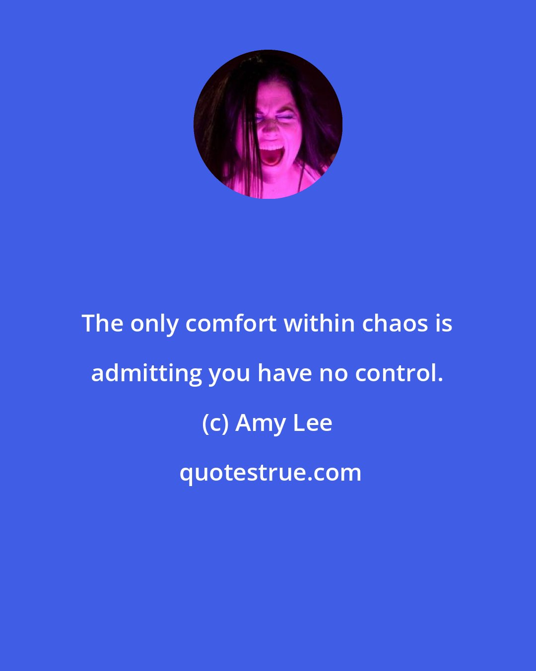 Amy Lee: The only comfort within chaos is admitting you have no control.