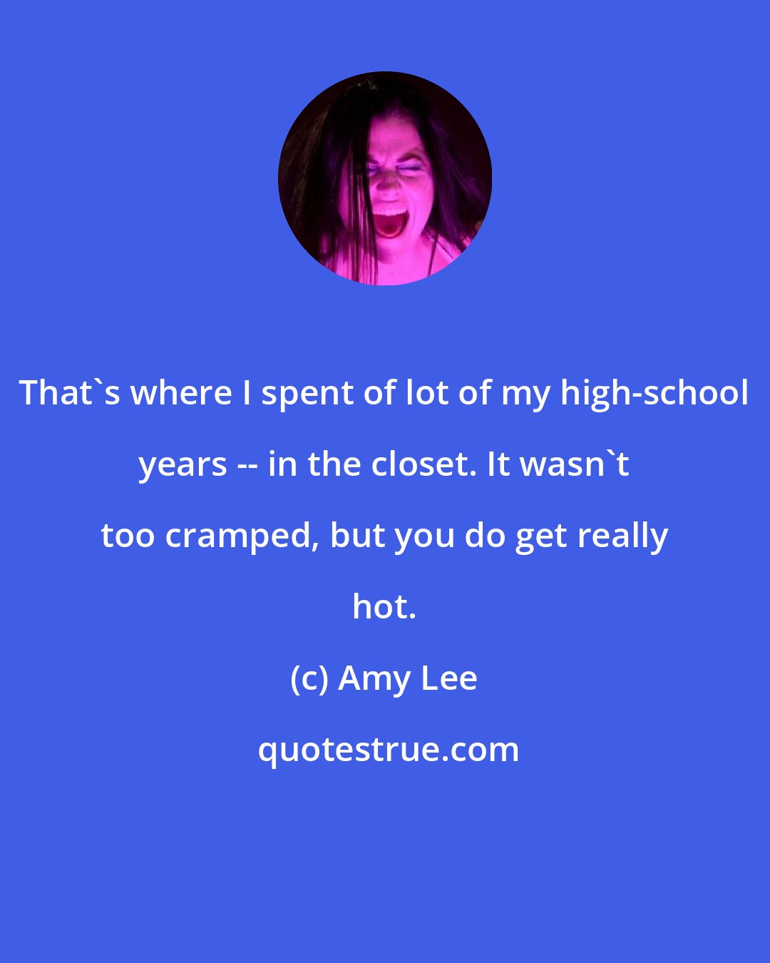 Amy Lee: That's where I spent of lot of my high-school years -- in the closet. It wasn't too cramped, but you do get really hot.