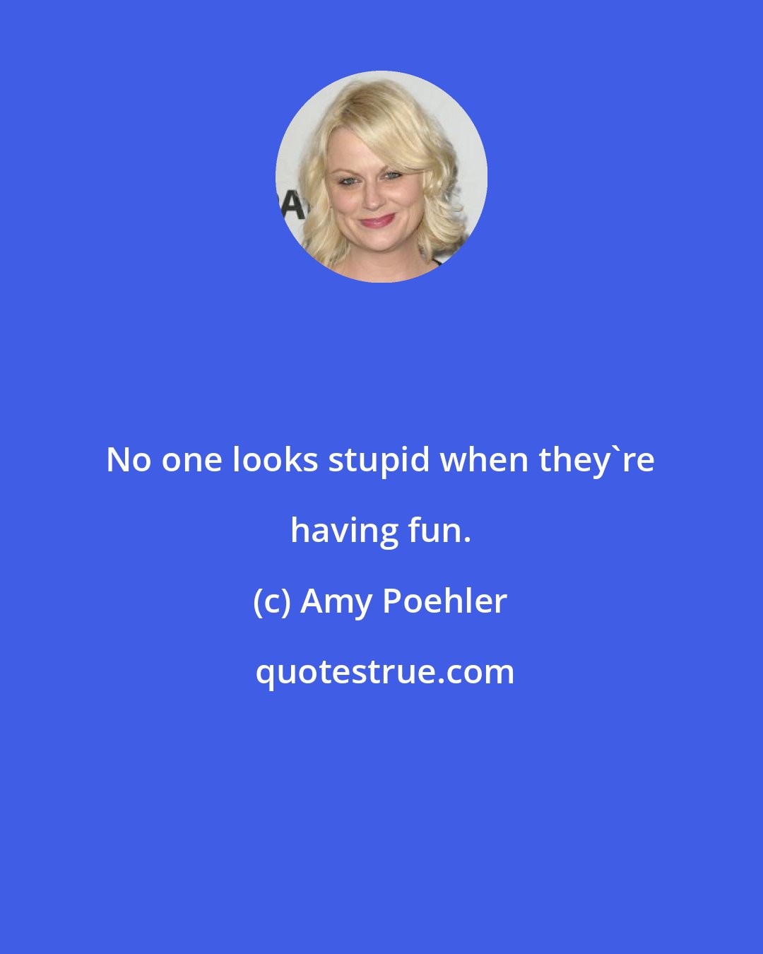 Amy Poehler: No one looks stupid when they're having fun.