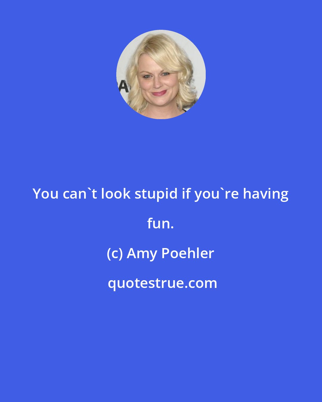 Amy Poehler: You can't look stupid if you're having fun.