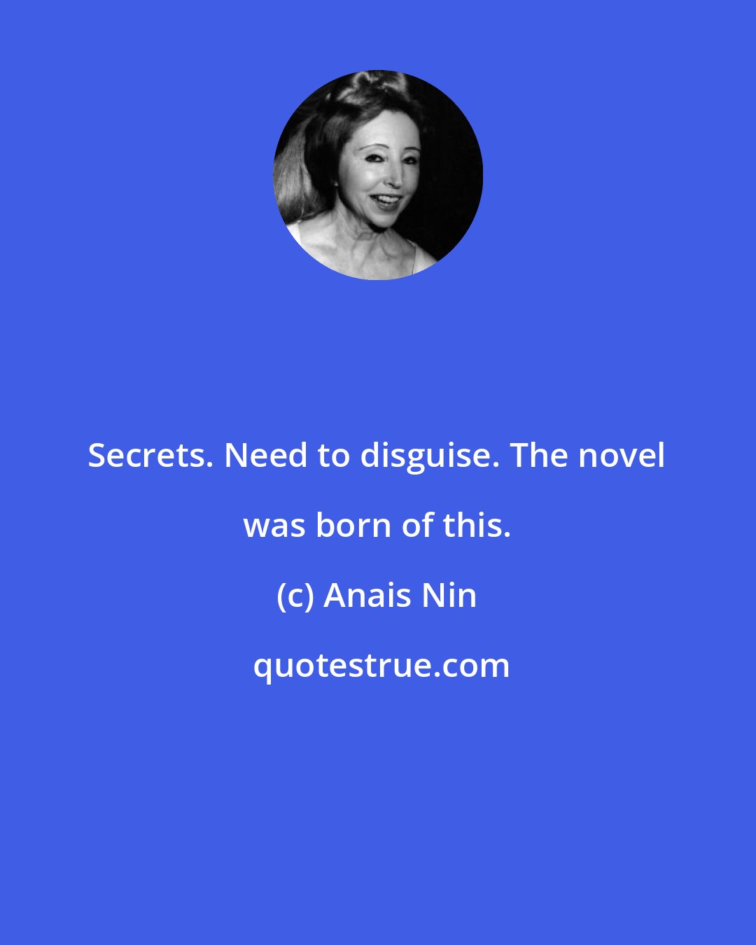 Anais Nin: Secrets. Need to disguise. The novel was born of this.