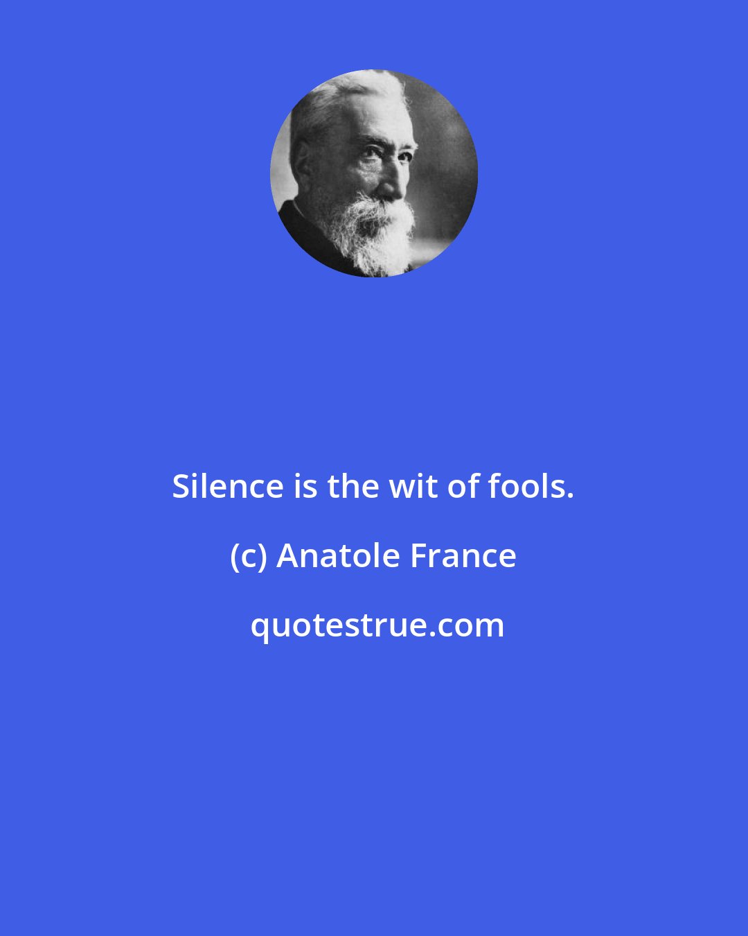 Anatole France: Silence is the wit of fools.