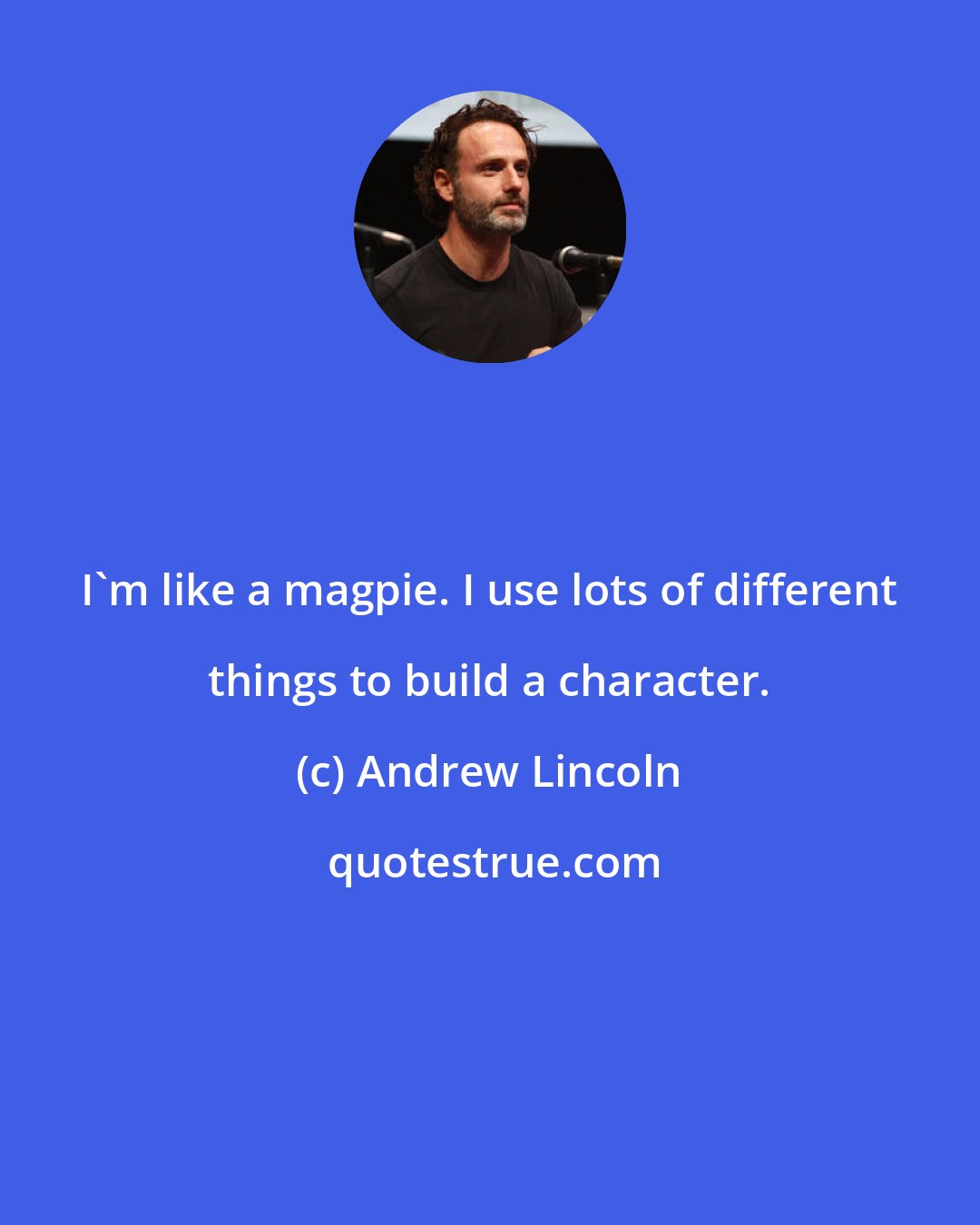 Andrew Lincoln: I'm like a magpie. I use lots of different things to build a character.