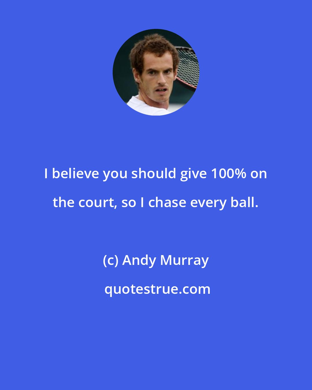 Andy Murray: I believe you should give 100% on the court, so I chase every ball.